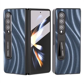 ABEEL Milky Way Series för Samsung Galaxy Z Fold4 5G telefonfodral PU-läderbelagd PC Stödbaksida med härdat glasfilm
