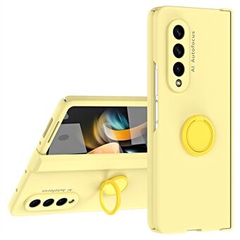 För Samsung Galaxy Z Fold4 5G Macaron telefonskal med frontskärmsfilm Hård PC Kickstand Fodral Support Magnetisk bilfäste