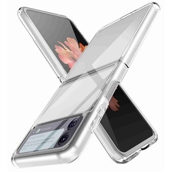 För Samsung Galaxy Z Flip4 5G Transparent mjuk TPU-ram + hård PC-baksida Anti-fingeravtryck Gult-resistent telefonfodral