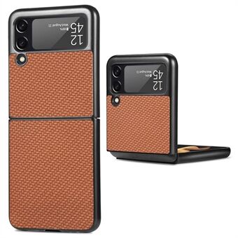 För Samsung Galaxy Z Flip4 5G Carbon Fiber Texture Läderbelagd PC Anti-fingeravtryck Anti-dropp telefonfodral