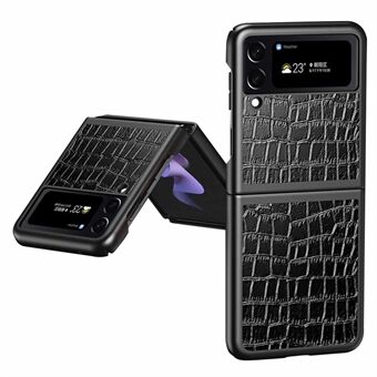 För Samsung Galaxy Z Flip4 5G Anti- Scratch Fallsäkert telefonfodral Krokodilstruktur PU-läderbelagd hård PC-baksida