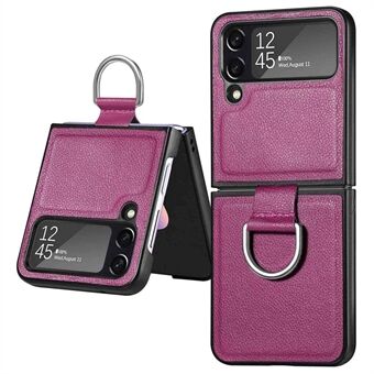 Litchi Texture Folding Phone Case för Samsung Galaxy Z Flip4 5G, Anti-drop PU läderbelagd PC-baksida