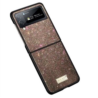 SULADA För Samsung Galaxy Z Flip4 5G Celebrities-Series Glitter Paljetter Telefonskydd Anti- Scratch PU Läderbelagd PC + TPU Hybridfodral