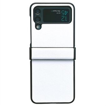 För Samsung Galaxy Z Flip4 5G 3-i-1 sidogångjärn telefonfodral Drop-proof Litchi Texture PU-läderbelagd PC-skal