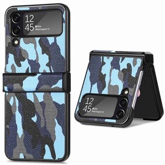 Telefonfodral med kamouflagemönster för Samsung Galaxy Z Flip4 5G, PU-läderbelagd PC Anti- Scratch bakstycke