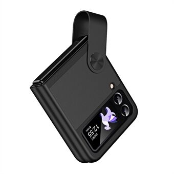 För Samsung Galaxy Z Flip4 5G PU Läder + PC-telefonfodral Fingerremshållare Kickstandsskydd