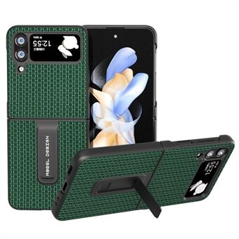 ABEEL För Samsung Galaxy Z Flip4 5G Kickstand Skyddsfodral Kohud Läderbelagt PC-telefonfodral