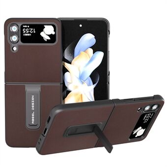 ABEEL För Samsung Galaxy Z Flip4 5G Nappa Texture Telefonfodral Äkta koläder+PC-fodral med stöd