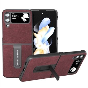 ABEEL För Samsung Galaxy Z Flip4 5G Kickstand Telefonfodral Anti- Scratch Litchi Texture PU Läder PC Cover