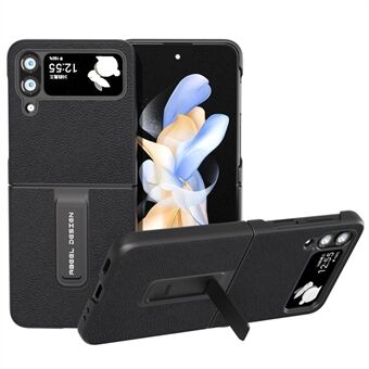 ABEEL För Samsung Galaxy Z Flip4 5G Telefon Kickstand Fodral Litchi Texture Kohud Läderbelagt PC-fodral