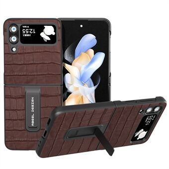 ABEEL För Samsung Galaxy Z Flip4 5G Crocodile Texture Telefonfodral Kohud Läder + PC Kickstand Cover