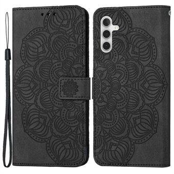 För Samsung Galaxy A14 5G plånboksfodral Imprinted Mandala Flower PU Läder Mjuk TPU Folio Flip Cover med rem