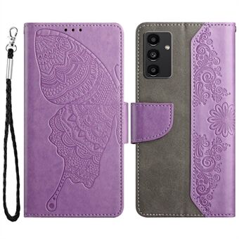 Mobiltelefonfodral i PU-läder för Samsung Galaxy A14 5G, Drop-proof plånboksfodral med fjärilsblomma med Stand