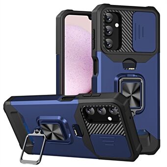 För Samsung Galaxy A14 5G korthållare Kickstand Telefonfodral Hård PC Mjuk TPU Hybrid skal med skjutkamera linsskydd