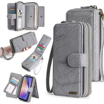 MEGSHI 004-serien för Samsung Galaxy A14 4G / 5G plånboksfodral med dragkedja Löstagbart PU- Stand Telefonskydd