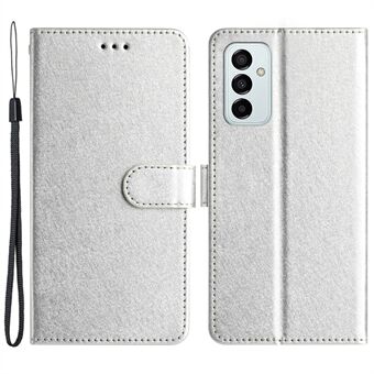 Telefonfodral för Samsung Galaxy A14 4G / 5G, Stand Silk Texture PU-läderplånboksskal med handrem