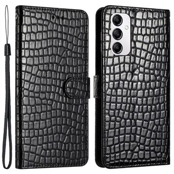 Stand för Samsung Galaxy A14 4G / 5G Crocodile Texture PU-läder telefonplånboksfodral med handrem