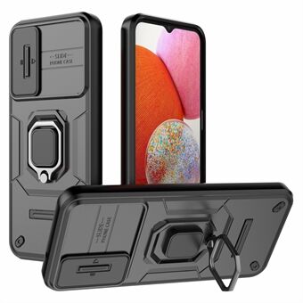 Bakskal för Samsung Galaxy A14 4G / 5G PC+TPU telefonfodral Skjutobjektivskydd Kickstandsskydd