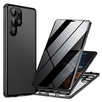 Stötsäkert fodral för Samsung Galaxy S23 Ultra Anti-Peep telefonfodral i härdat glas i metall (ingen upplåsning med fingeravtryck)