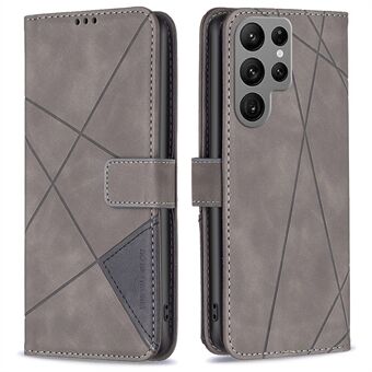 BINFEN COLOR BF Imprinting Pattern Series-2 för Samsung Galaxy S23 Ultra Phone Case Style 05 Imprinted Geometric Pattern Flip Läder plånboksfodral