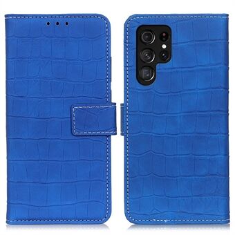 För Samsung Galaxy S23 Ultra Crocodile Texture PU Läder Magnetlås Fodral Stand Folio Flip Telefonfodral