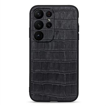 För Samsung Galaxy S23 Ultra äkta läder Crocodile Texture telefonfodral Dropsäkert bakskal till mobiltelefon