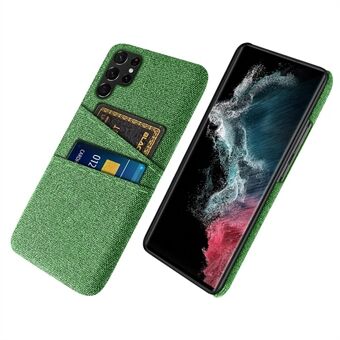 För Samsung Galaxy S23 Ultra Cloth Texture Dual Card Slots Telefonfodral Anti Scratch Hård PC Skyddsfodral