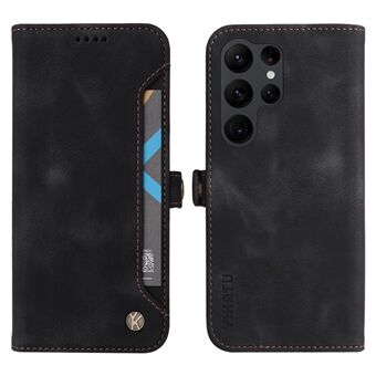 YIKATU YK-002 för Samsung Galaxy S23 Ultra Skin-touch PU läder plånboksfodral Flip Stand Telefon Skyddsfodral med yttre kortplats