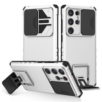 För Samsung Galaxy S23 Ultra Slide Kameraskydd Kickstand Telefonfodral PC + TPU Skyddsfodral