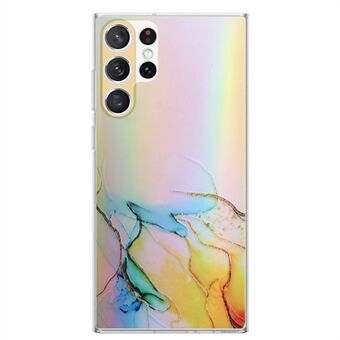 För Samsung Galaxy S23 Ultra Colorful Laser stötsäker TPU-telefonfodral Präglat Marmormönsterskydd
