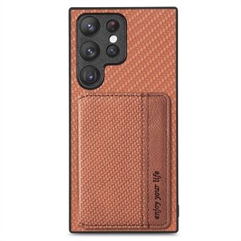 Fallsäkert telefonfodral för Samsung Galaxy S23 Ultra Carbon Fiber Texture Magnetisk RFID-blockerande plånbok PU-läderbelagd TPU-telefonfodral Kickstand
