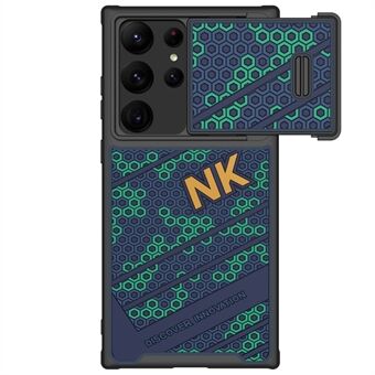 NILLKIN för Samsung Galaxy S23 Ultra Honeycomb Texture Telefonfodral Stötsäkert PC + TPU Hybrid-fodral med glidande kameraskydd