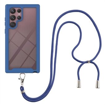 YB PC Series-4 för Samsung Galaxy S23 Ultra Phone Case PC + TPU Drop-proof telefonskal med rem
