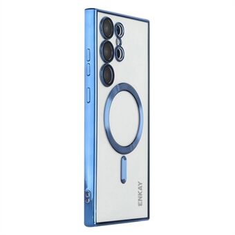 ENKAY HAT Prince För Samsung Galaxy S23 Ultra Magnetic Phone Cover Linsskydd Elektroplätering Klart TPU-fodral