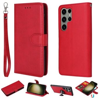 KT Leather Series-3 för Samsung Galaxy S23 Ultra Magnetic Löstagbart PU-läder plånboksfodral Enfärgad Flip Stand Telefonskal
