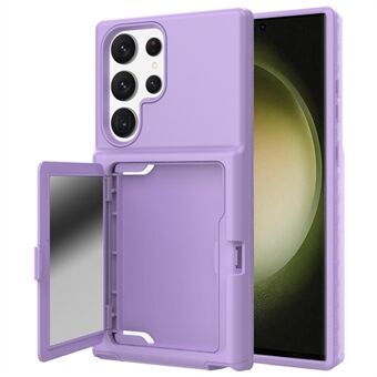 För Samsung Galaxy S23 Ultra Cardcase Series PC + TPU telefonfodral Spegeldesign Kortplatser Kickstand förtjockat skydd