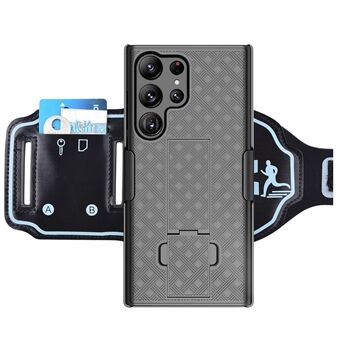 För Samsung Galaxy S23 Ultra Kickstand telefonfodral Korthållare PC-fodral med sportarmband i nylon