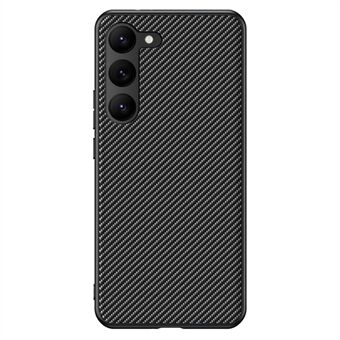För Samsung Galaxy S23 Carbon Fiber Texture Skyddstelefonfodral PU-läderbelagd PC Ultra Slim Anti-Drop Telefonskydd