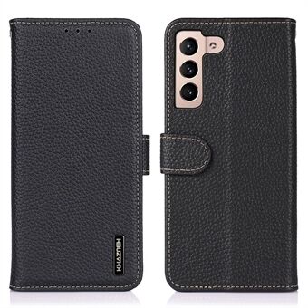 KHAZNEH För Samsung Galaxy S23 Telefonplånboksfodral i äkta läder Litchi Texture Flip Stand Stötsäkert fodral