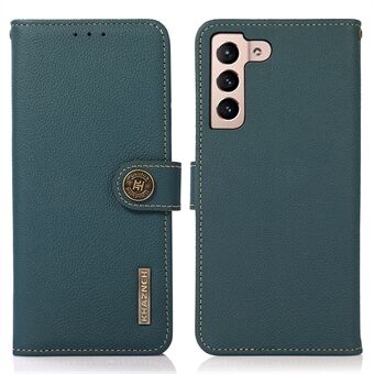 KHAZNEH För Samsung Galaxy S23 RFID-blockerande telefonplånboksfodral i äkta läder Stand