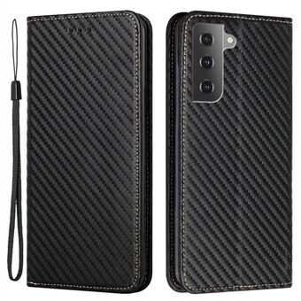 För Samsung Galaxy S23 Carbon Fiber Texture PU-läderfodral Magnetiskt autoabsorberat Stand Folio Flip telefonfodral