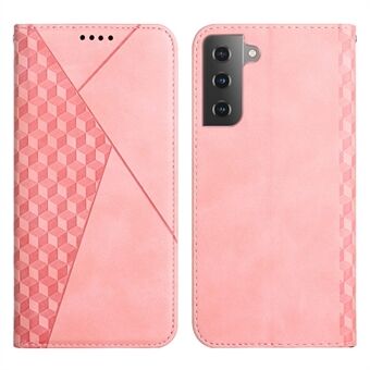 För Samsung Galaxy S23 tryckt Rhombus PU-läder plånboksfodral Skin-touch Stand Dold magnetisk absorption Stötsäker foliofodral