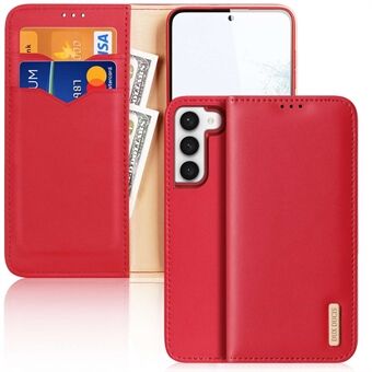 DUX DUCIS Hivo Series Skyddsfodral för Samsung Galaxy S23 Telefonfodral i äkta läder RFID Blocking Folio Flip Cover med plånbok/ Stand