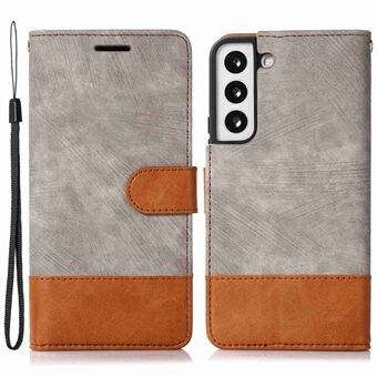 För Samsung Galaxy S23 Skin-Touch Feeling PU-läder plånbok Telefonfodral Tvåfärgat Stand Magnetstängning Helkroppsskydd med rem
