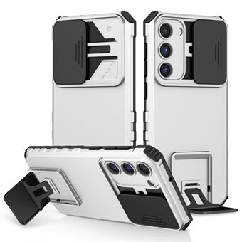 För Samsung Galaxy S23 Kickstand Telefonfodral Skjutkameraskydd PC + TPU Fallsäkert skal