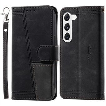 TTUDRCH Style 004 Splicing Phone Case för Samsung Galaxy S23, RFID-blockerande PU- Stand Plånbok Magnetiskt låsskydd