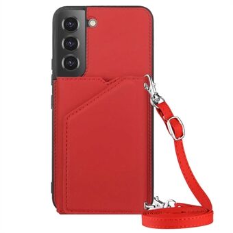 YB-1 Series Korthållare Telefonskal för Samsung Galaxy S23 Kickstand Skin-touch PU Läder Telefonfodral Axelväska
