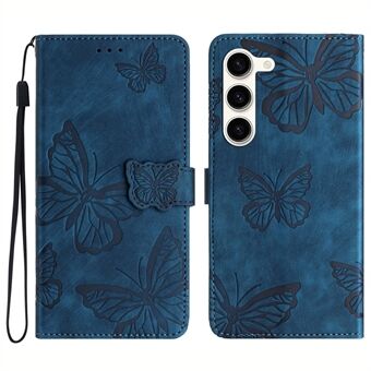 För Samsung Galaxy S23 Protective Leather Case Butterfly Imprinted Skin-Touch telefonfodral med plånbok