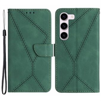 HT05 Stötsäkert telefonfodral för Samsung Galaxy S23 Skin-touch PU läder plånboksfodral med rem