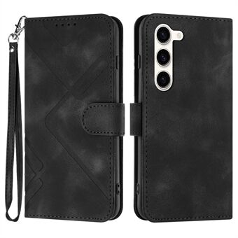 YX0040 för Samsung Galaxy S23 Anti-Fingerprint Stand Cover med tryckt mönster PU-läder telefonfodral plånbok